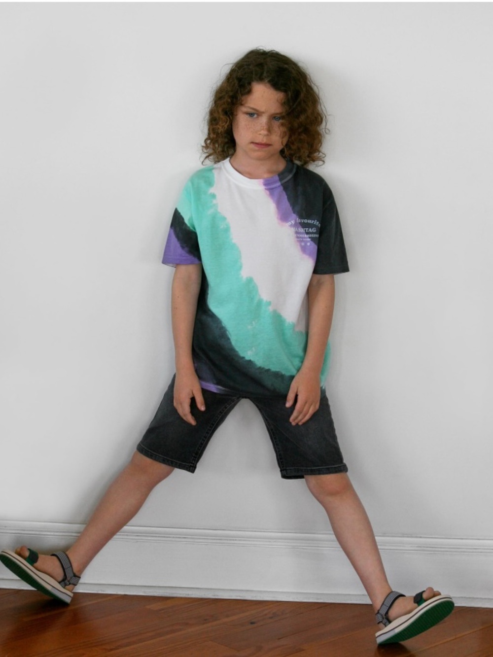 Zara Kids  “My Favourite Hashtag “ Tie-Dye Graphic Short Sleeve Tee  Size 9